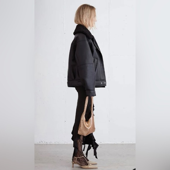 NWOT - Oak + Fort OVERSIZED SHERPA AVIATOR JACKET - Small - Picture 7 of 12